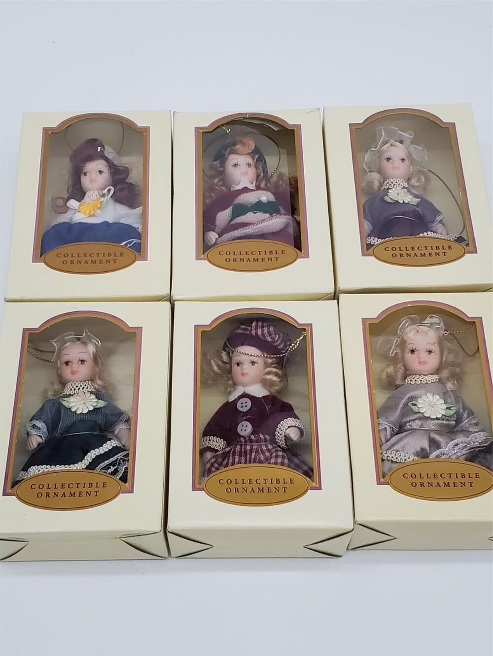 Porcelain Doll Ornament - Lot of 6